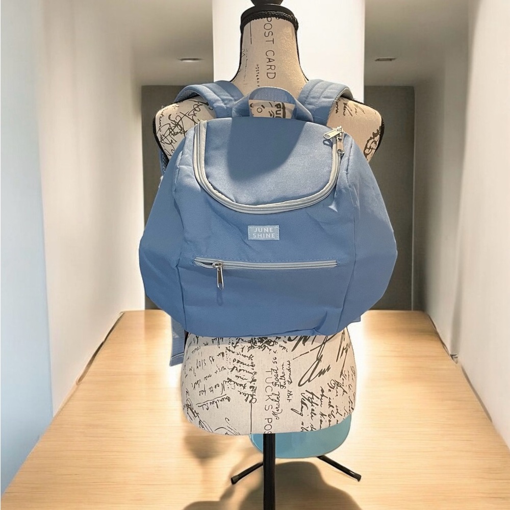 Insulated backpack by JUNE SHINE picnic cold drink light blue cooler adjustable